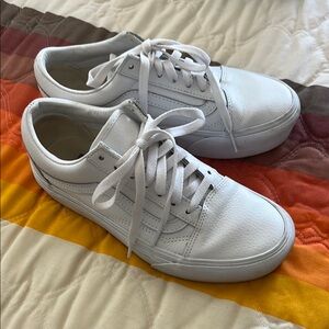 Classic White Leather Vans